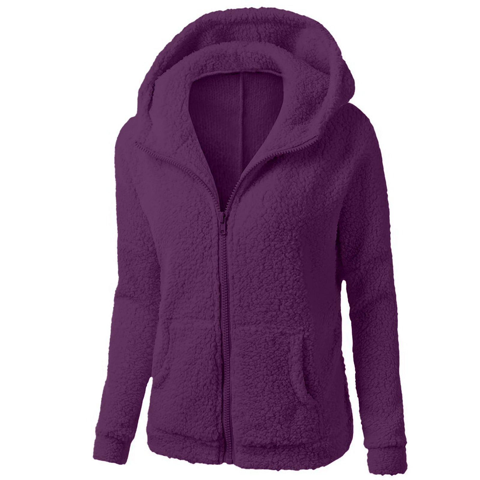 Fleece Zippered Sweater Hoodie with Pockets in 7 Colors S-XXL