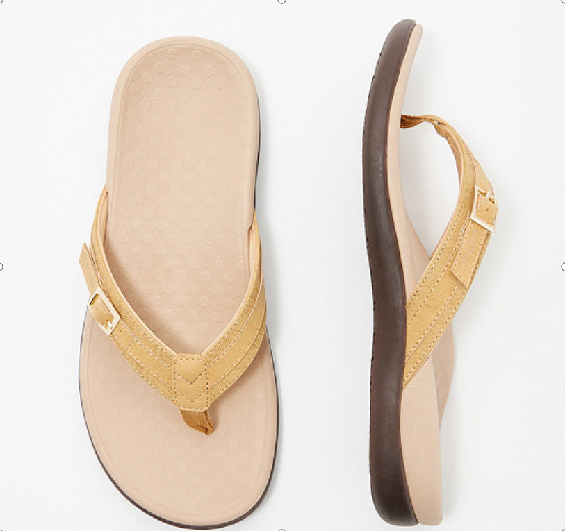 PU Leather Flat Heel Flip Flops