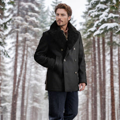 Men's Double Breasted Wool Coat with Pockets