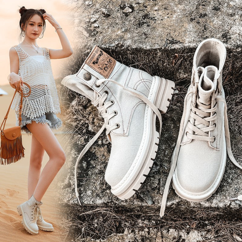 Retro Denim Lace-up Martin Boots in 2 Colors