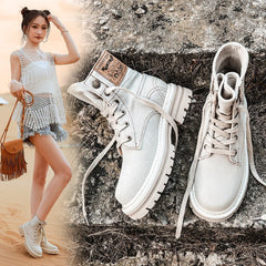 Retro Denim Lace-up Martin Boots in 2 Colors