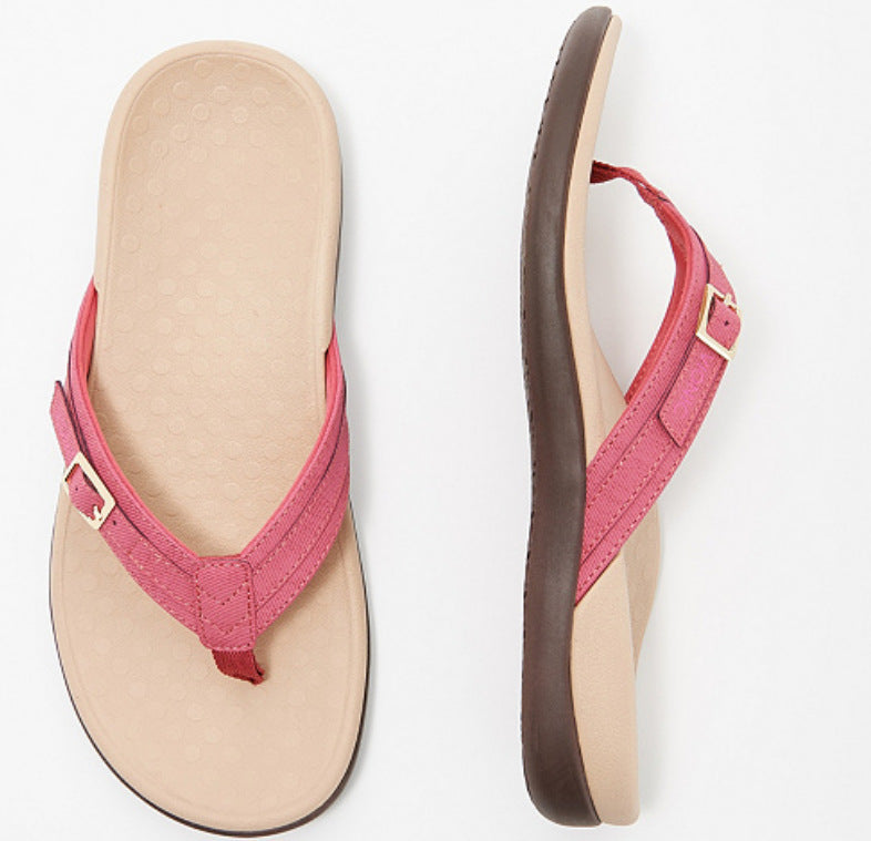 PU Leather Flat Heel Flip Flops