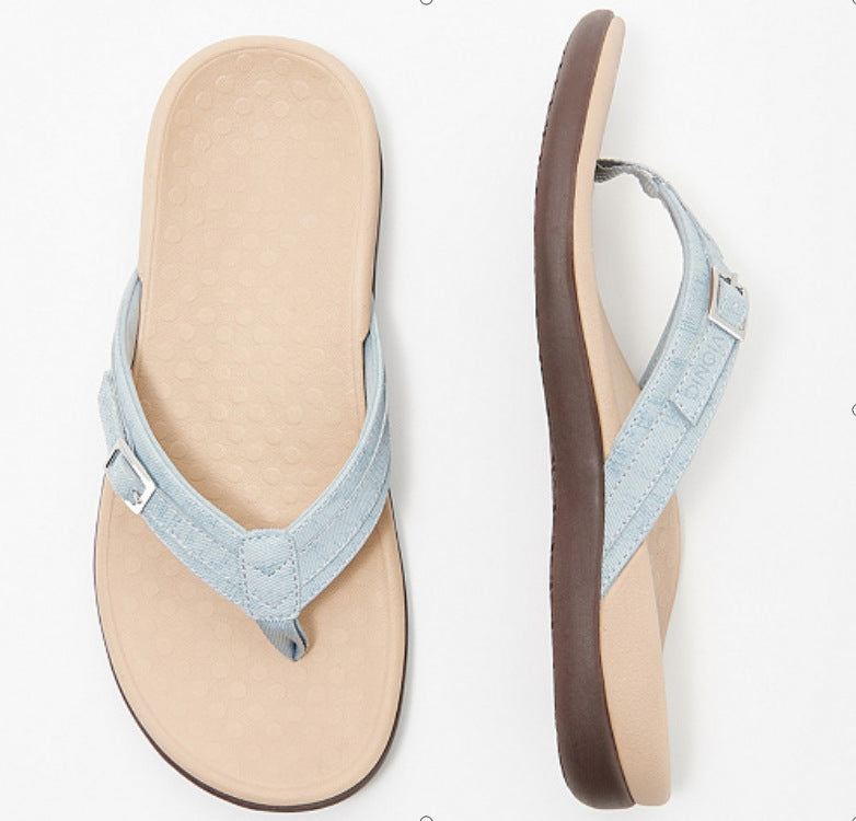 PU Leather Flat Heel Flip Flops