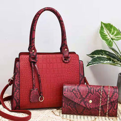 Snake Print Hand Shoulder Bag Two Piece Set
