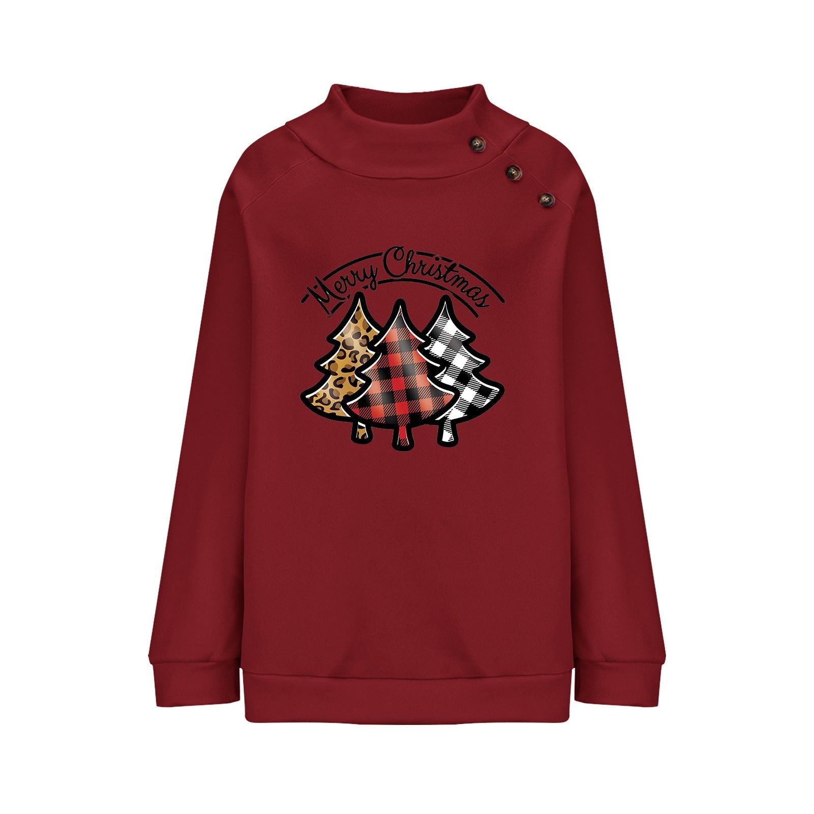 Christmas Long Sleeve Top with Decorative Buttons in 5 Colors S-XXL