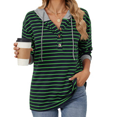 Chemise à manches longues à capuche rayée