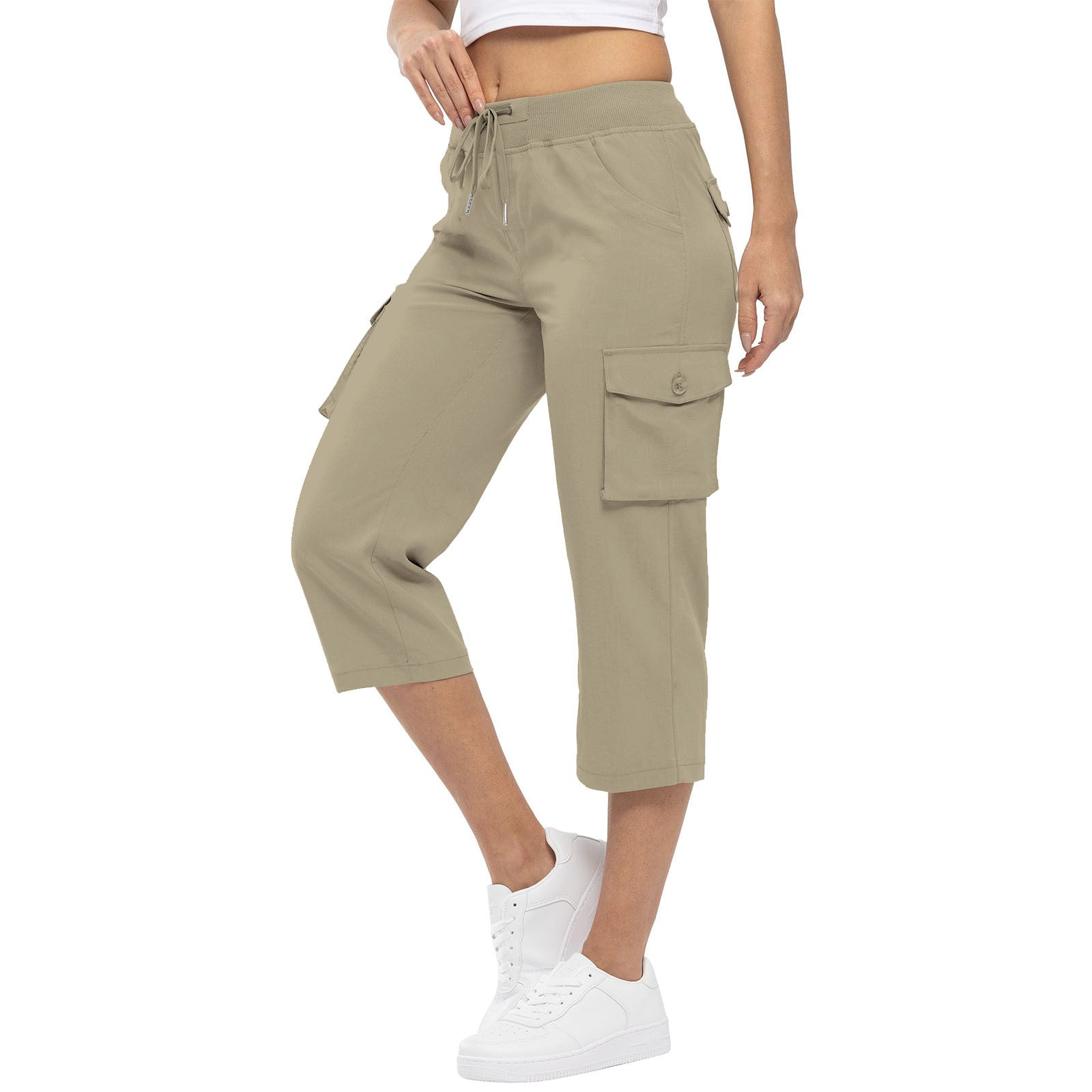 Caprihose mit Kordelzug, hoher Taille und Taschen