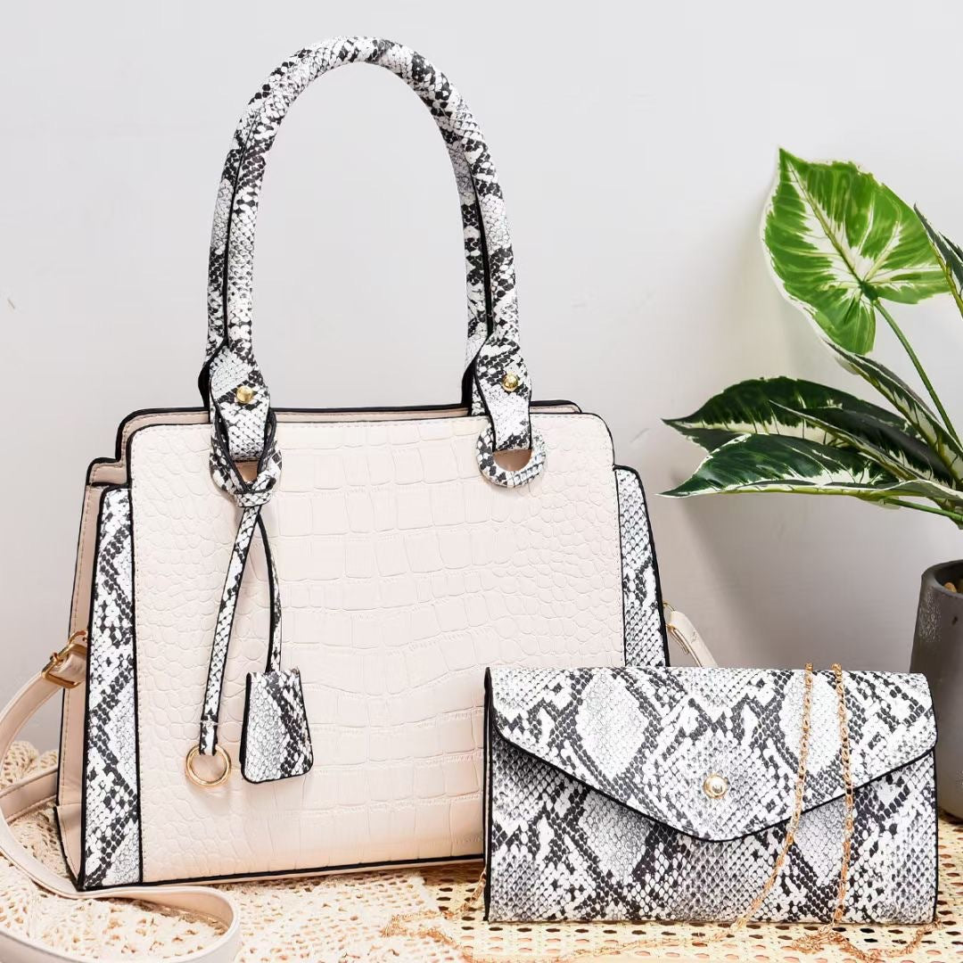 Snake Print Hand Shoulder Bag Two Piece Set
