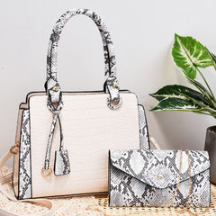 Snake Print Hand Shoulder Bag Two Piece Set