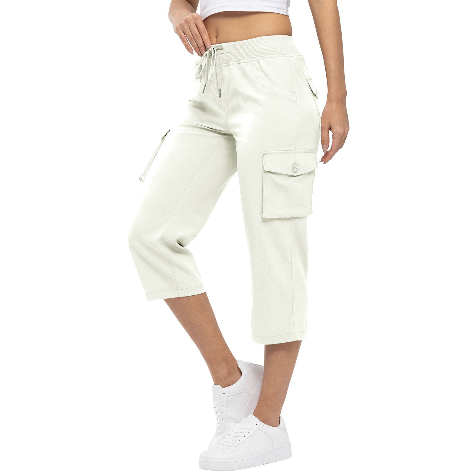 Caprihose mit Kordelzug, hoher Taille und Taschen