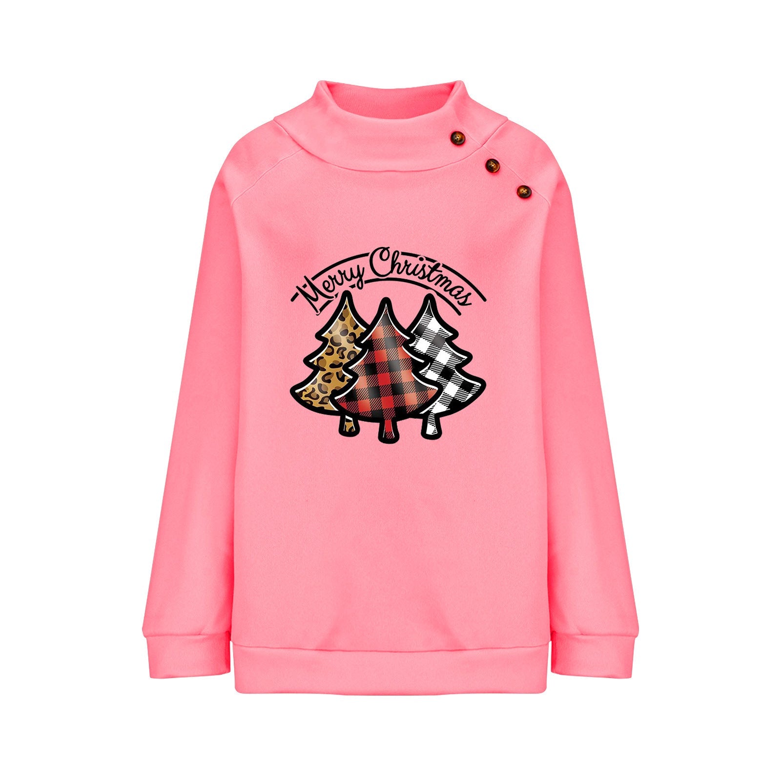 Christmas Long Sleeve Top with Decorative Buttons in 5 Colors S-XXL