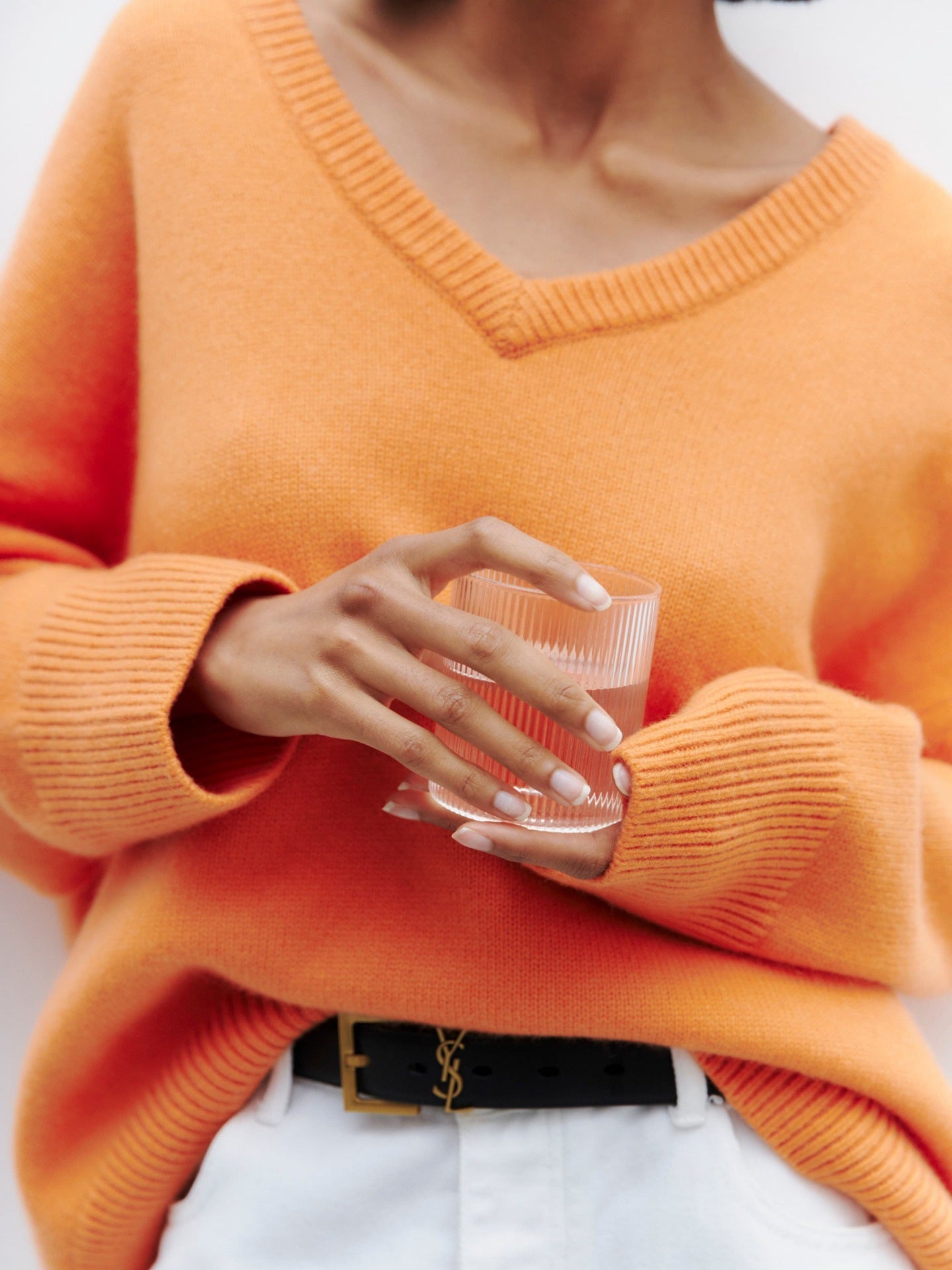 Solid Colour V-Neck Long Sleeve Sweater