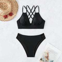 V-Neck Halter Bikini in 6 Colors S-XL