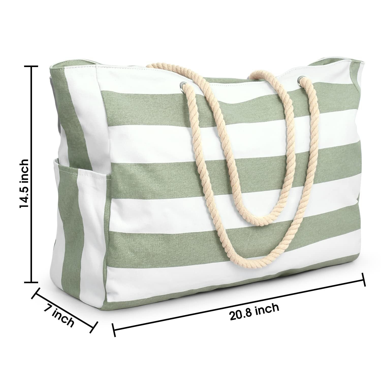 Large Capacity Striped Canvas Beach Tote