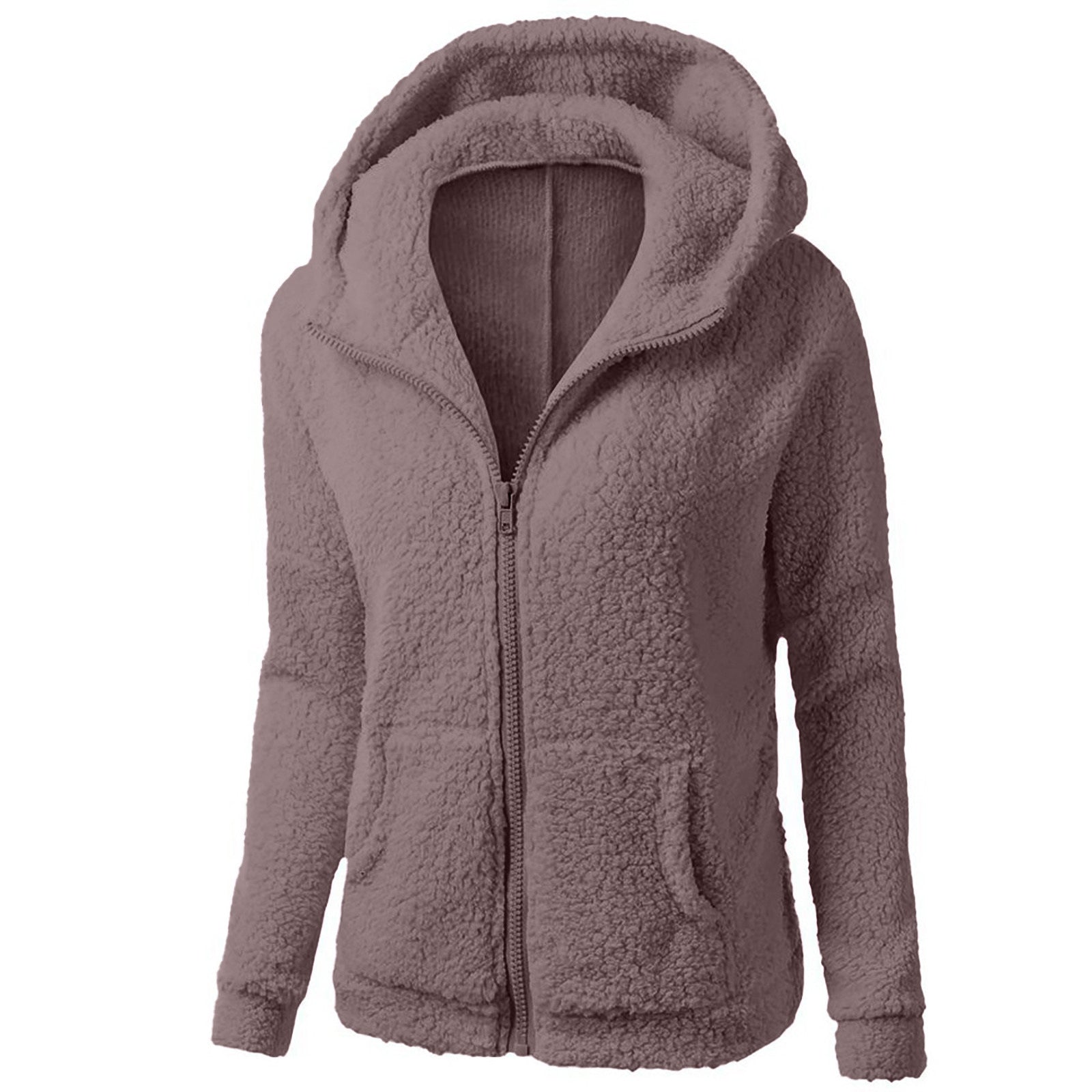 Fleece Zippered Sweater Hoodie with Pockets in 7 Colors S-XXL
