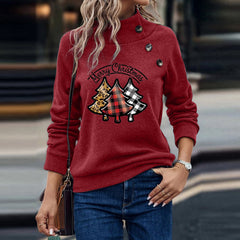 Christmas Long Sleeve Top with Decorative Buttons in 5 Colors S-XXL