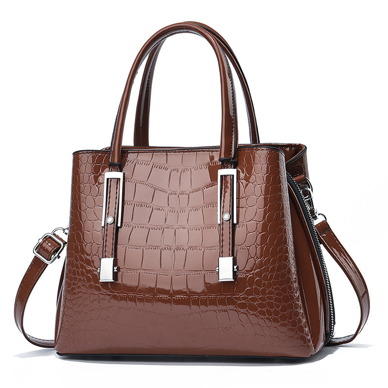 Crocodile Pattern Crossbody Bag with Zipper