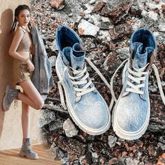 Retro Denim Lace-up Martin Boots in 2 Colors