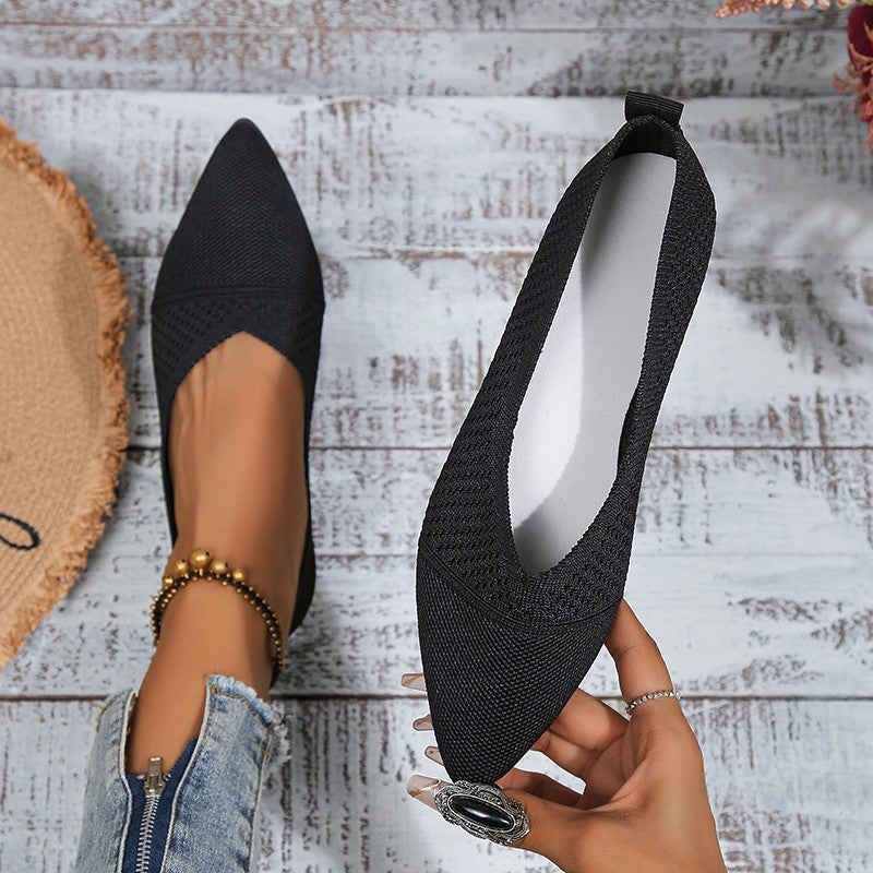 Pointed Toe Flat Sole Slip On Shoes