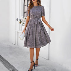 Short Sleeve Polka Dot Dress in 5 Colors S-XL
