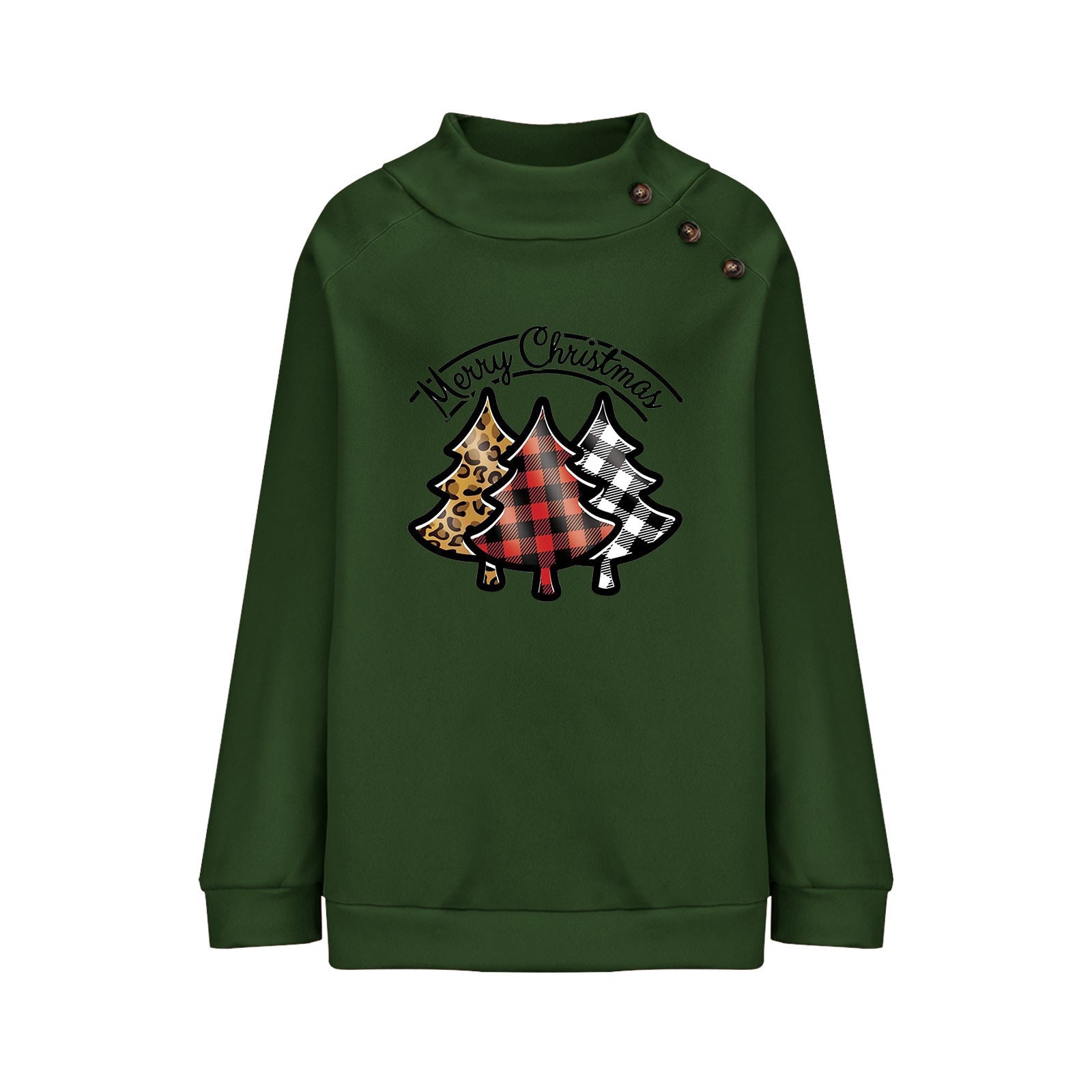 Christmas Long Sleeve Top with Decorative Buttons in 5 Colors S-XXL