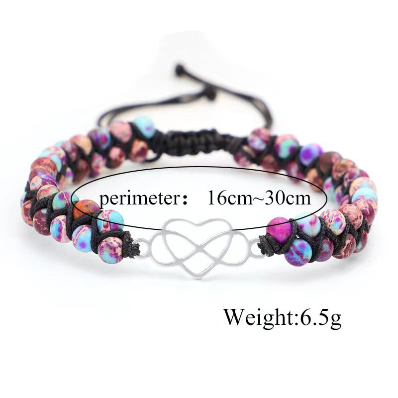 Bohemian Double Layer Stone Bracelet with Heart