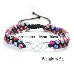 Bohemian Double Layer Stone Bracelet with Heart