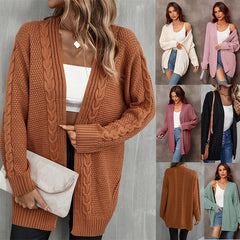 Mid-Length Long Sleeve Knit Cardigan