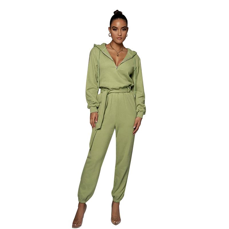 Langarm-Freizeit-Overall mit Kapuze in 4 Farben XS-XL