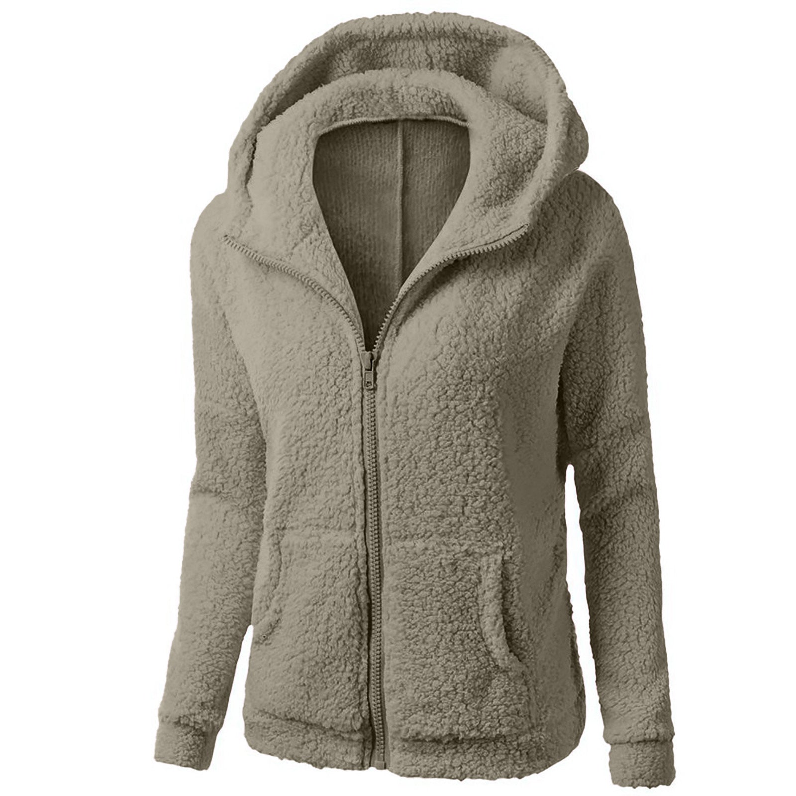 Fleece Zippered Sweater Hoodie with Pockets in 7 Colors S-XXL