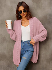 Mid-Length Long Sleeve Knit Cardigan