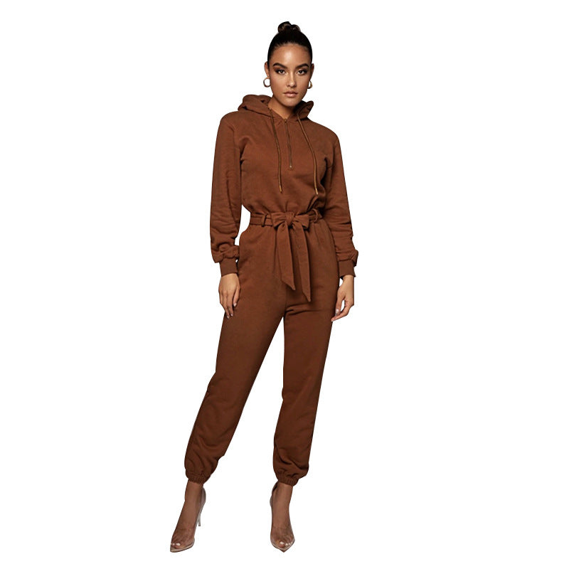 Langarm-Freizeit-Overall mit Kapuze in 4 Farben XS-XL