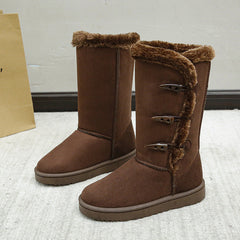 Plush Suede Snow Boots with Flat Heel in 3 Colors