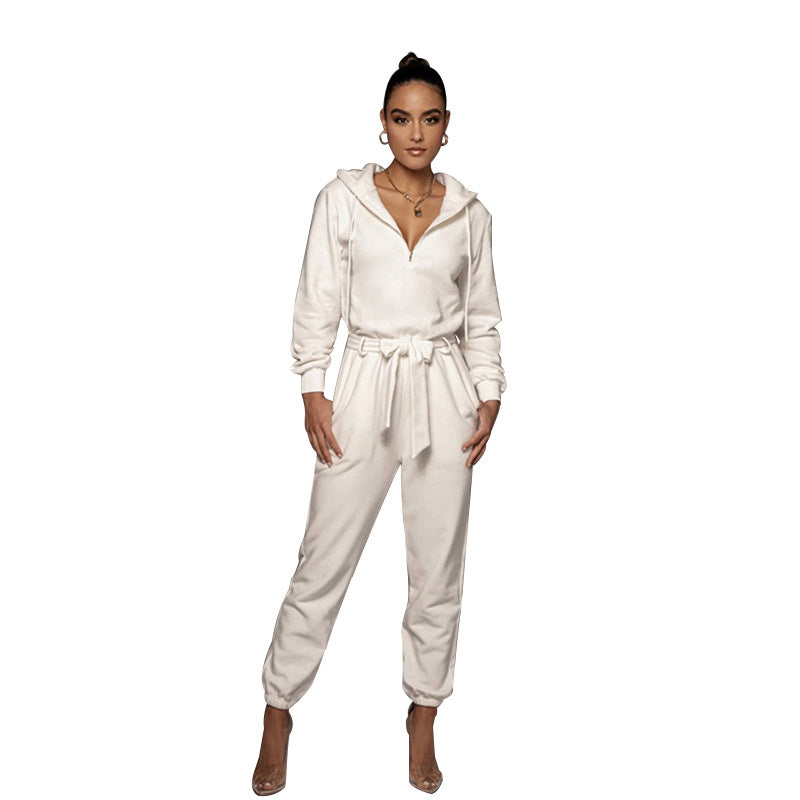 Langarm-Freizeit-Overall mit Kapuze in 4 Farben XS-XL