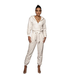 Langarm-Freizeit-Overall mit Kapuze in 4 Farben XS-XL