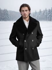 Men's Double Breasted Wool Coat with Pockets