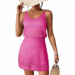 Cache-maillot de plage en tricot à bretelles spaghetti
