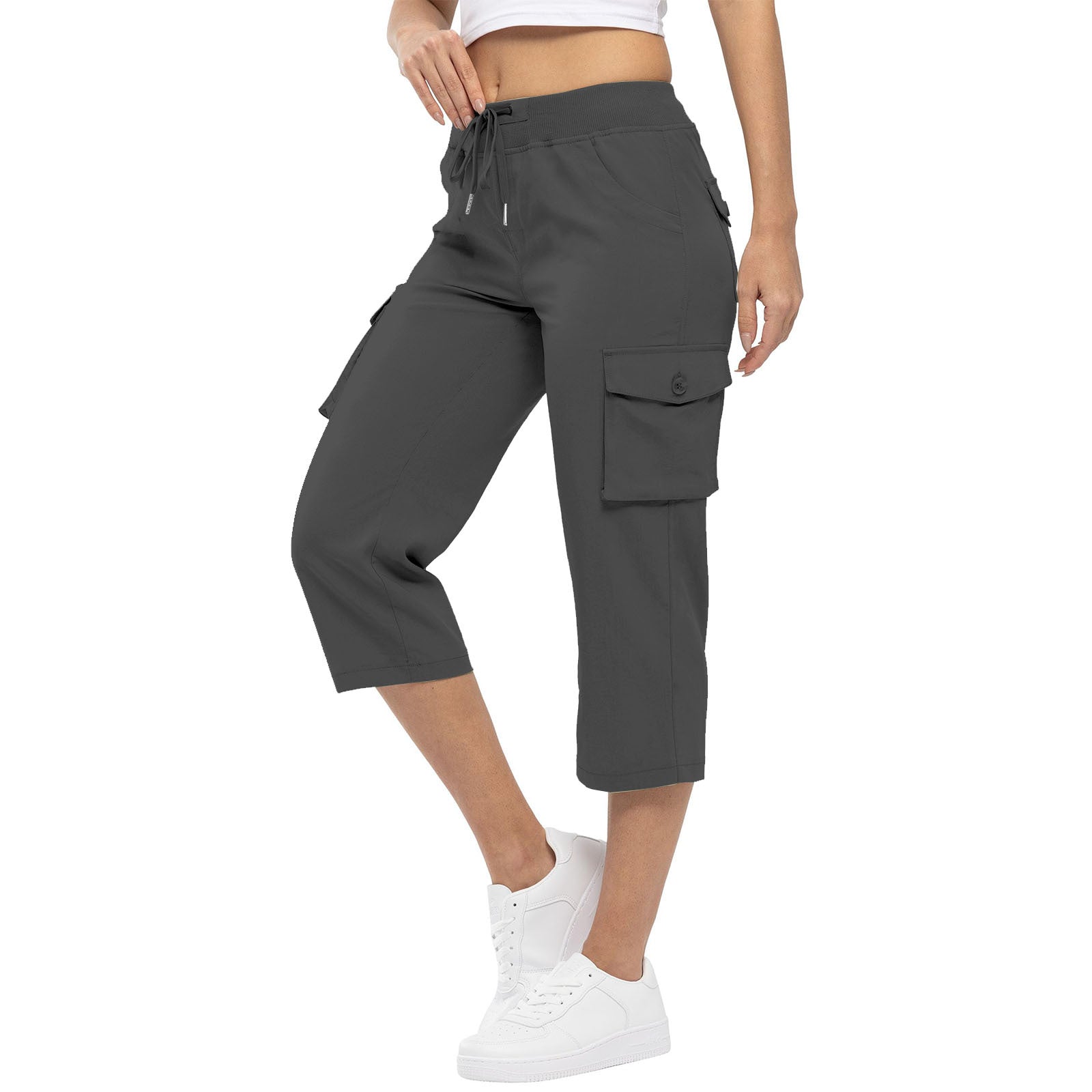 Caprihose mit Kordelzug, hoher Taille und Taschen