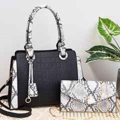Snake Print Hand Shoulder Bag Two Piece Set