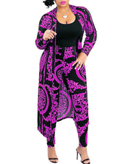 Two Piece Print Long Sleeve Cardigan & Long Pants