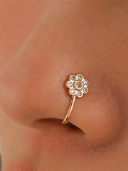Flower Metal U-Shaped Nose Cuff