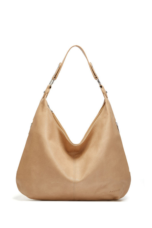 Solid Color Hand Shoulder Bag with Zipper