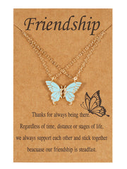 Double Layer Butterfly Pendant Chain Necklaces