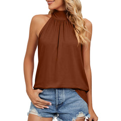 Sleeveless Mock Neck Tank Halter Top