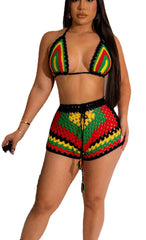Two Piece Crochet Bikini Top and Shorts