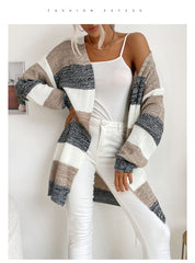Long Sleeve Striped Knit Cardigan