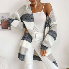 Long Sleeve Striped Knit Cardigan
