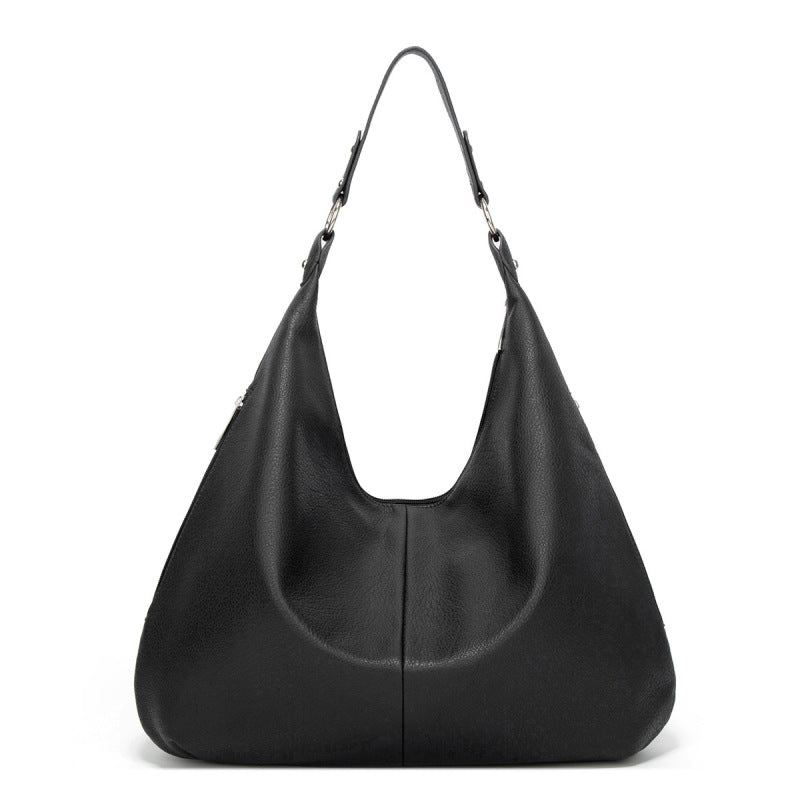Solid Color Hand Shoulder Bag with Zipper
