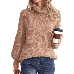 Gestrickter Langarm-Rollkragenpullover in 6 Farben S-XXL 