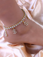 Dollar Sign Rhinestone Anklet